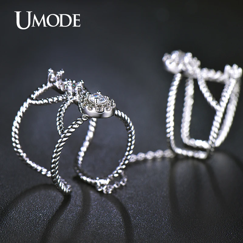 Umode измененными витая гало CZ белый позолоченные имитация два пальца с цепи