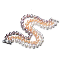 Snh 7 мм офф AA-жемчуг браслет серебро 925 застежка смешанные цвета жемчужный браслет