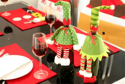 Веселая Рождественская крышка для бутылки с красным вином сумки Санта-Клаус Рождественское украшение пятно полосатый Рождественский обеденный стол Декор
