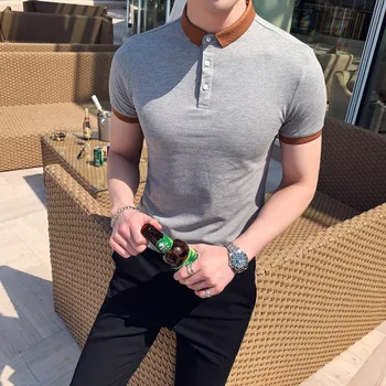 

Quality Gentlemen Polo Shirt Men Summer Simple Short Sleeve Men Polo Shirt Slim Fit Casual Business Formal Wear Polo Homme 3XL-M