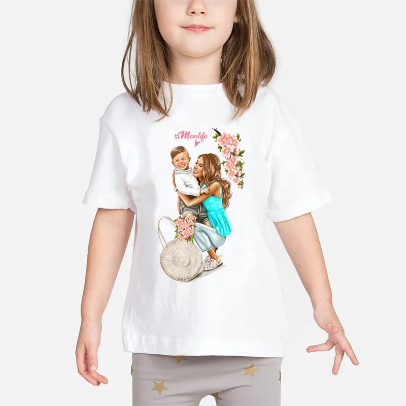 ZSIIBO/футболка для маленьких девочек с надписью «Super Mom» Модная жизнь для мамы и ребенка футболка с принтом «Mommy Love» детская белая одежда Детские топы