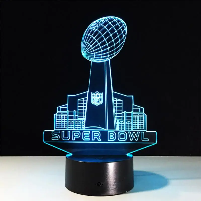 

3D LED NFL Acrylic Lamp Panel Super Bowl Rugby Lights Colour Change Night Light Decor Touch Switch/Remote Control