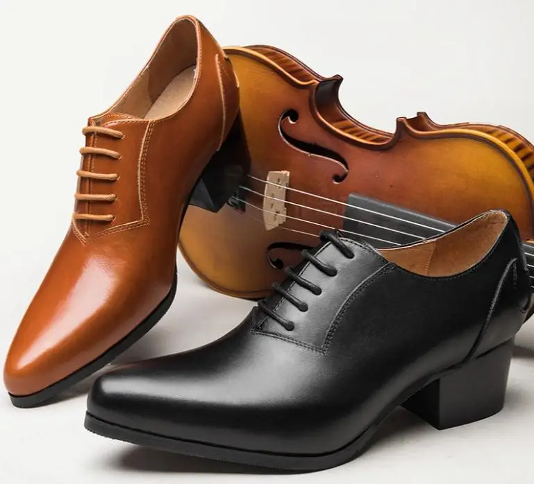 Sepatu Hak Tinggi Kulit Asli Oxford Tren Bisnis Pria Berpakaian Sepatu Pria Pernikahan Tinggi Meningkatkan Sepatu Karir Bekerja Sepatu Dansa Sepatu Formal Aliexpress