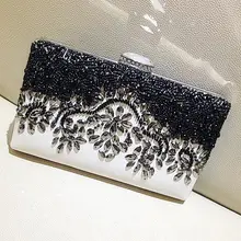 Черный жемчуг, горный хрусталь очарование роскоши сумки сцепления Z Свадебная вечерняя мини цепи сумка кошелек сумка