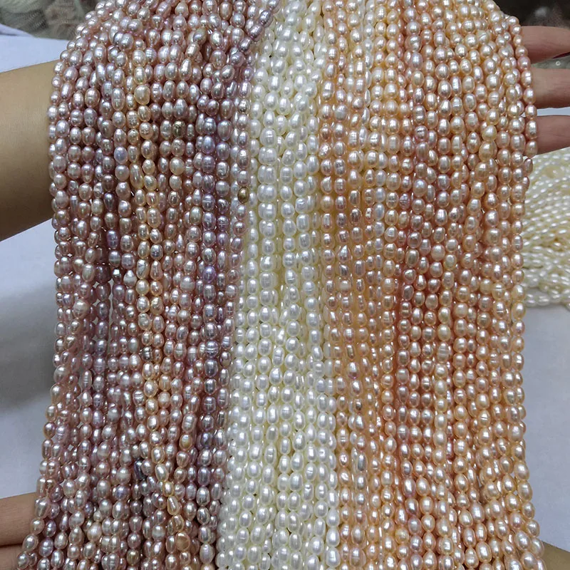 

Natural Freshwater Pearl Beads A 38cm Punch Loose Beads 4-5 mm for DIY Women Necklace Bracelet Jewelry Making 3 Color