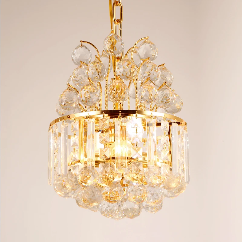 

Vintage Golden Crystal Pendant Light American Nordic Bar Cafe Hanging Lamp Lighting for Living Room Kitchen Bedroom Aisle
