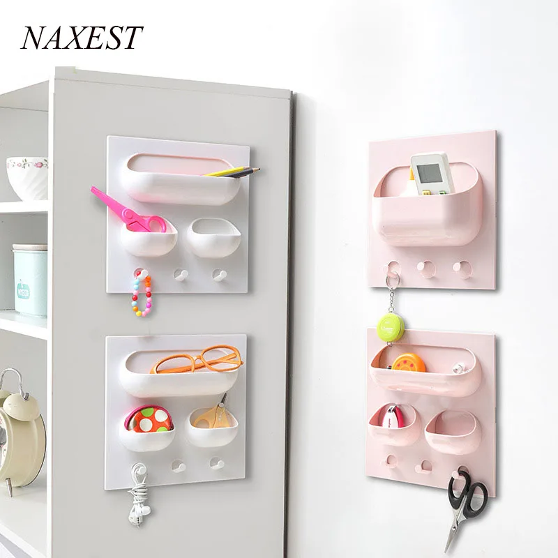 Kitchen Supplies Kitchen Seamless Stickers Strong Paste Racks Kitchen Bathroom Plastic Racks Organizer Kitchen Racks 2019 NAXEST