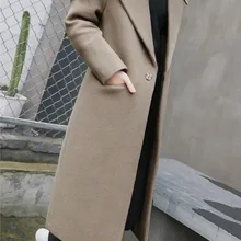 Модное шерстяное пальто с длинным рукавом, Осень-зима, женская Свободная верхняя одежда, куртка средней длины, пальто, 4 цвета