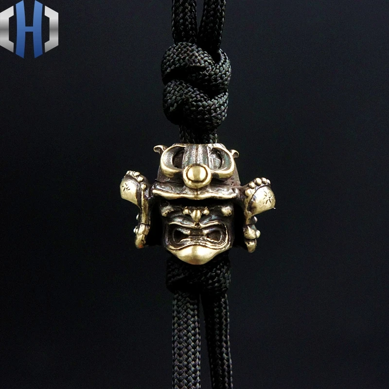 

Original Japanese Samurai Helmet EDC Umbrella Rope Knife Flashlight Pendant Handmade DIY Pendant With Ornaments Beads