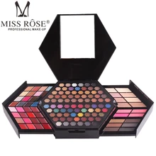 Miss rose, профессиональный набор для макияжа, модная Шестигранная форма, палитра теней для век с зеркалом, Румяна для лица, блеск для губ, пудра для бровей, MS118