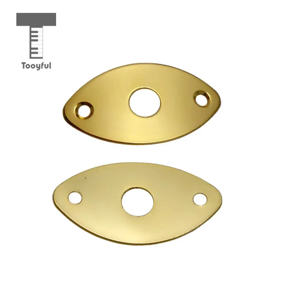 Tooyful 2pcs Metal Oval Curved Socket Jack Plate with Screws for Electric Guitar Bass Parts