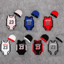 Salopette Réel 2016 100% Coton Nouveau-Né Jordan 23 Bébé Garçon Fille Barboteuse Sans Manche Roupas Nouveau-Né-bébé-layette Organes Clothing