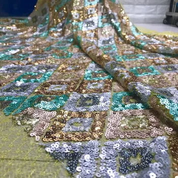 

African Tulle Lace Fabric 2019 African French Lace Fabric High Quality Multicolor Sequins Nigerian Embroidery Tulle French Lace