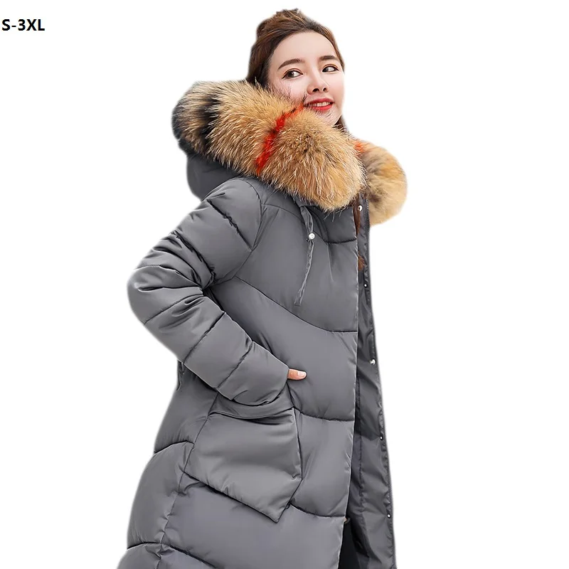 Nouveau Col Grand Manteau white Casaco armygreen Mujer De red Femmes Black Mode Wome gray Fourrure Blue Et 2018 dark Mince Veste Abrigos Long D'hiver Feminino caramel Colour Invierno Épais Plus Coréen wqvPStXH
