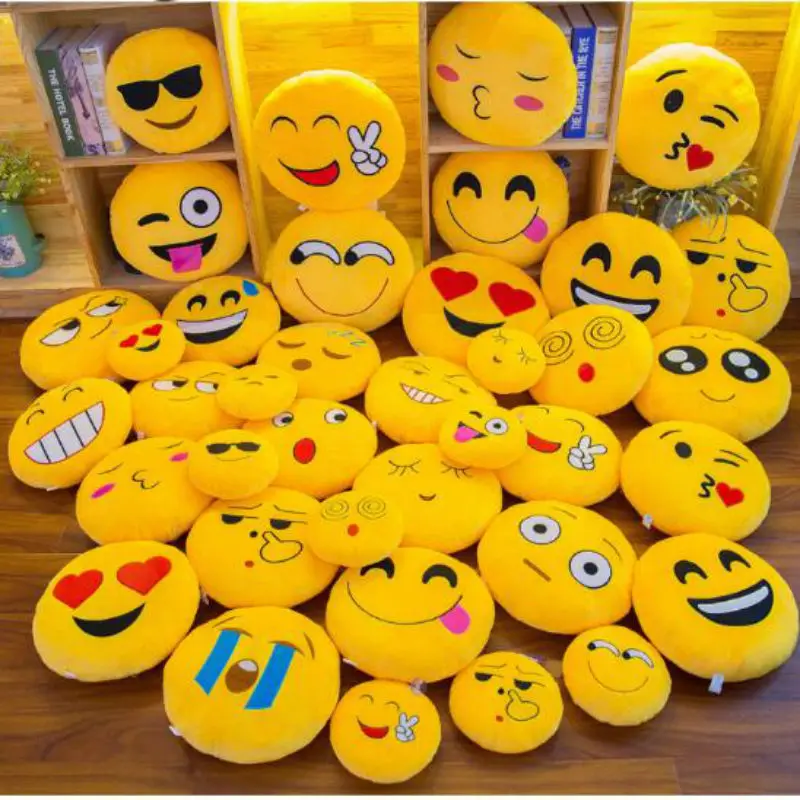 New Smiley Face QQ Emoji Pillows Soft Plush Emoticon Round Cushion Home Decor Cute Cartoon Toy Doll Decorative Throw Pillows 50