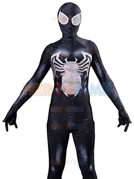 

Black Venom Symbiote Spiderman Costume 3D Print Zentai Spidey Suit Halloween Cosplay Full Body Suit for Adults