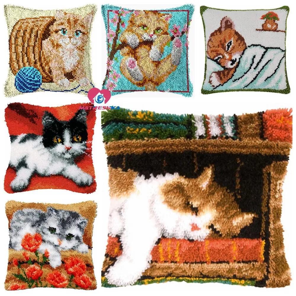 Dropshipping Cushion Latch Hook Kits Pillow dog Printing DIY Craft