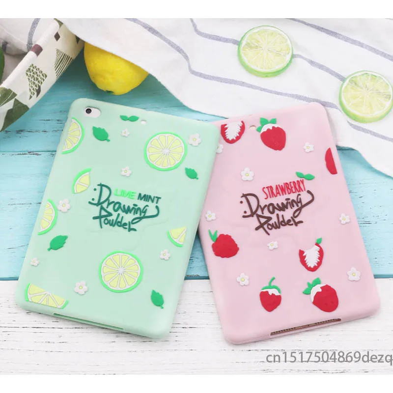 

for ipad pro 10.5" Fresh 3D Strawberry Case for ipad mini 1 2 3 mini 4 Cute Cartoon Soft Silicone Case Back Cover