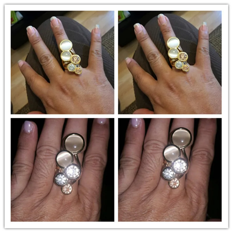 2016 New Style Pink/Blue/White Round Opal Ring Gold Color High-grade Fashion Delicate And Charming Woman Rings Wholesale