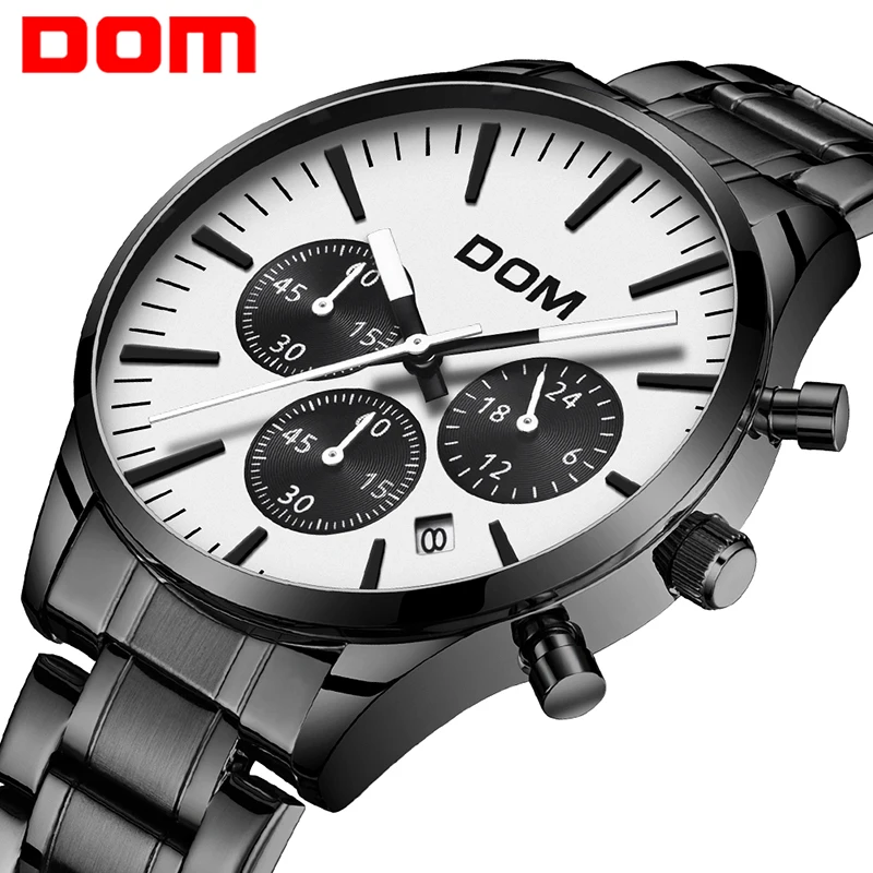 

DOM Luxury Men's Watches Full Stainless Steel Business Quartz Wristwatch Waterproof Fashion Sports Watch Men relogio masculino
