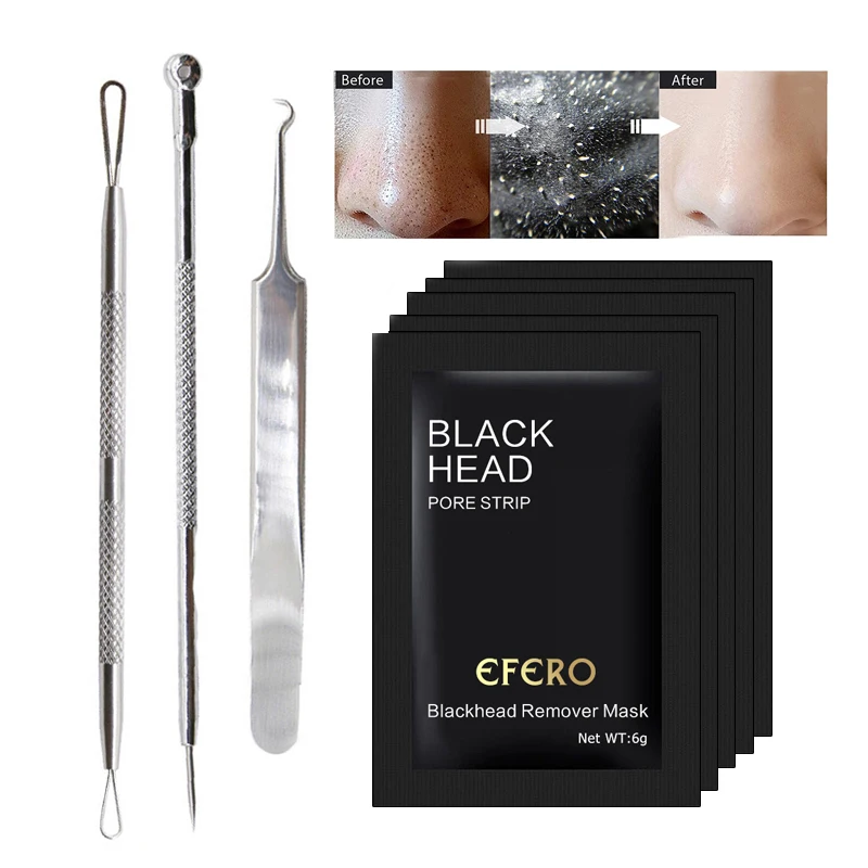 

8PCS=1Set Blackhead Mask Black Head Acne Needle Blackhead Remover Pimple Spot Comedone Extractor Face Care Set Face Cleaning