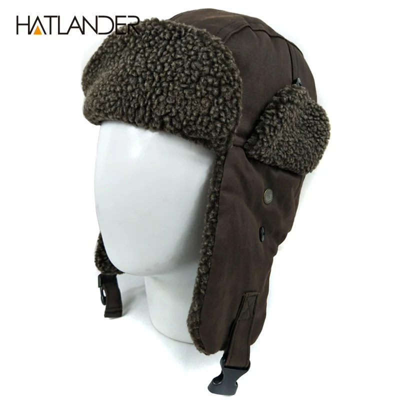 

[HATLANDER]Outdoor warm earflap bomber hats for men women thicken Russian skull Trapper aviator trooper snow ski winter hat cap