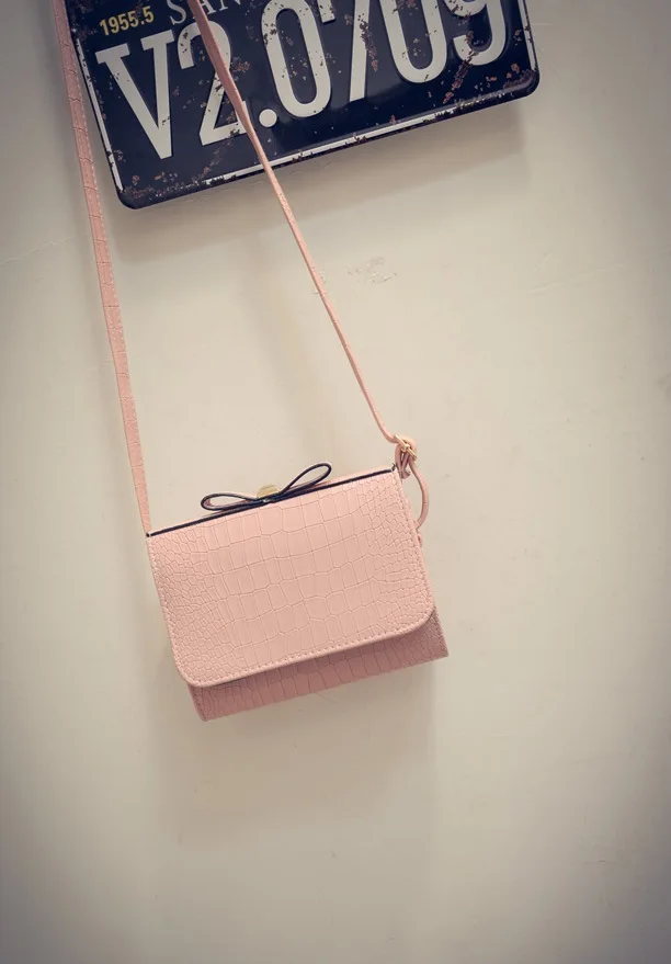 Новые женские сумки, простой модный клапан, крокодиловый узор сумка-мессенджер, трендовая Корейская версия сумки через плечо - Цвет: Pink