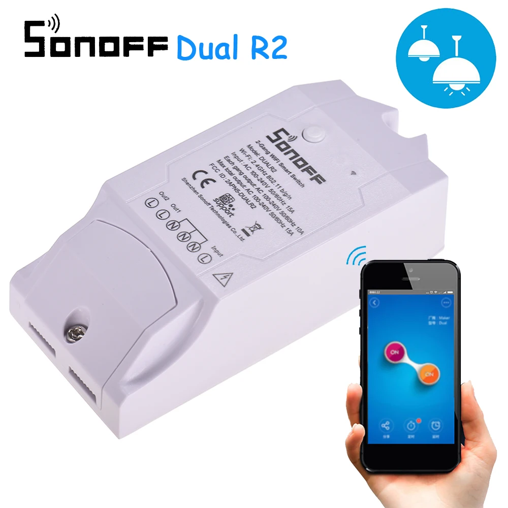 Sonoff Dual R2 2CH Wifi умный переключатель домашний пульт дистанционного управления беспроводной переключатель универсальный модуль Таймер переключатель умный дом управление Лер