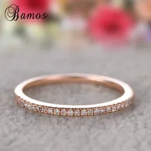 Bamos изысканное розовое золото Заполненные штабелируемые кольца для женщин Простые Белые фианиты кольцо на палец минималистическое ювелирное изделие лучший подарок