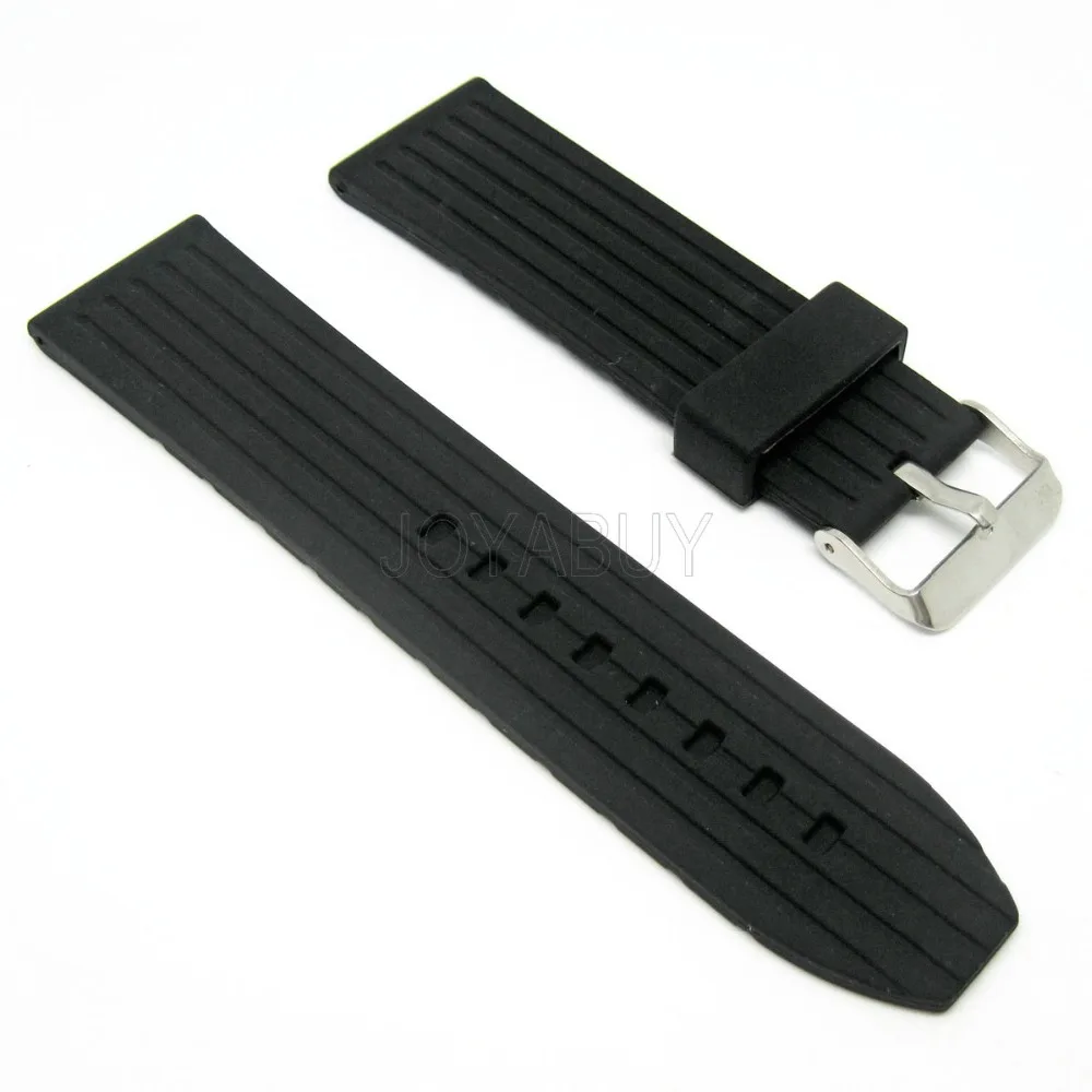 

24mm Stripe Silicone Rubber Watch Band Hard Duty Silicon Durable Strap for Fashion Casual Sports Diver Watches