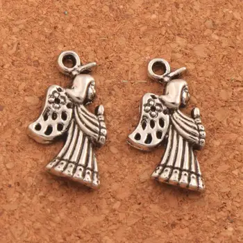 

Praying Angel With Flower Wings Spacer Charm Beads 200PCS zinc alloy Pendants Alloy Handmade Jewelry DIY L102 22x11.6mm