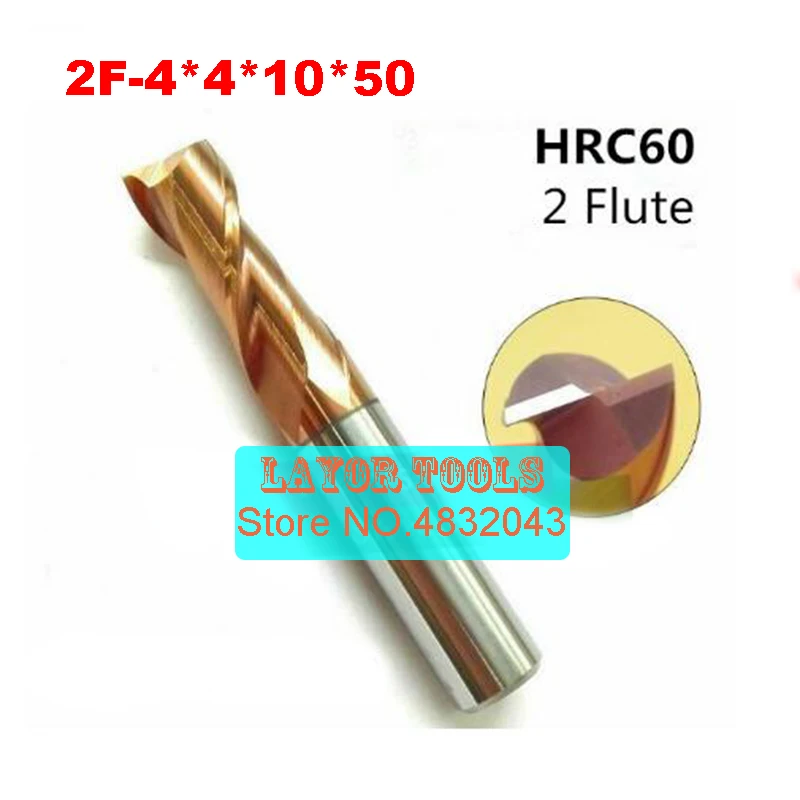 

2F-4*4*10*50 HRC60,carbide Square Flatted End Mills coating:nano TWO flute diameter 4.0mm, The Lather,boring Bar,cnc,machine