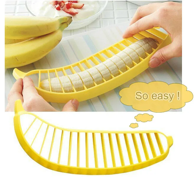Kitchen Gadgets Plastic Banana Slicer Cutter Fruit Vegetable Tools font b Salad b font Maker Cooking
