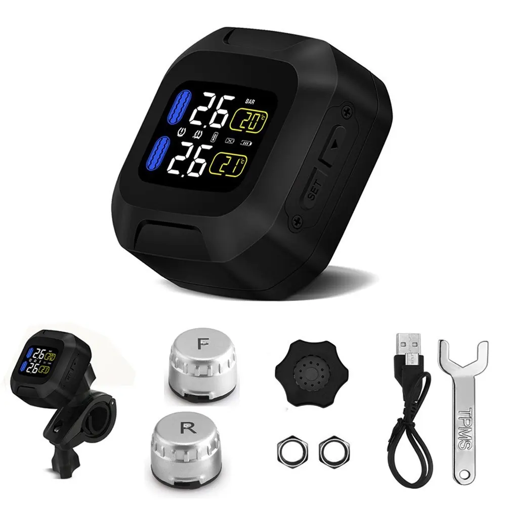 

Motorcycle Tire Pressure Monitoring System Waterproof Motorcycles TPMS Alloy Tyre Pressure Monitors Real-time Monitor Alarm tpms
