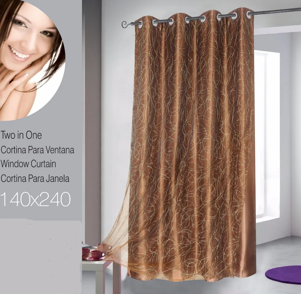

1pc pack 2 layers curtain with 8 metal rings free shipping