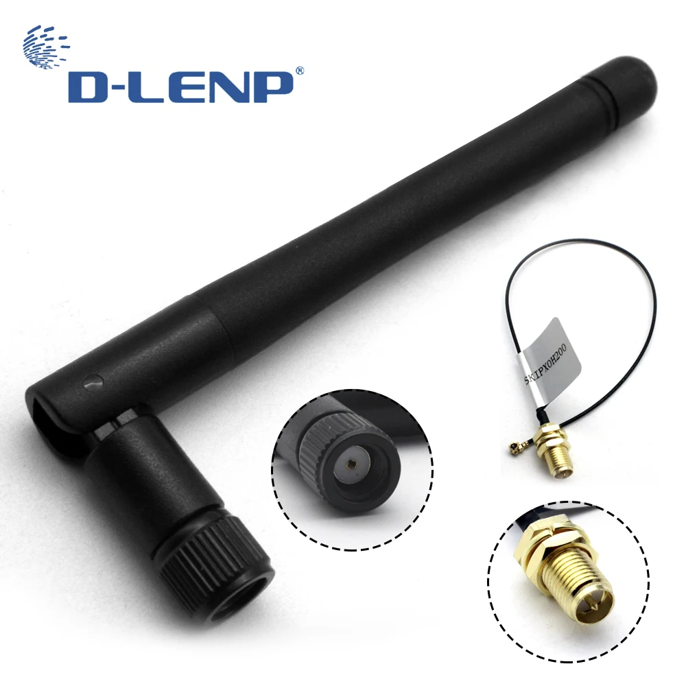 

Dlenp 1 pair 2.4GHz Wifi Antenna 3dBi RP-SMA Male Wireless Router Pigtail Cable IPX to RP-SMA Jack Male Pin Extension Cord