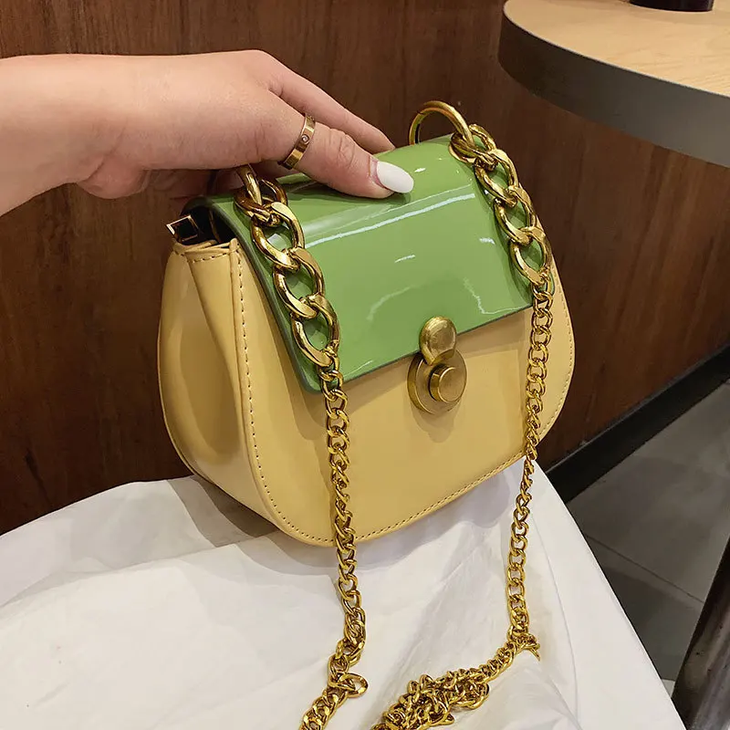 

Mini Contrast Color Saddle Bag For Women 2019 Summer Crossbody Bags Lady Shoulder Messenger Bag Female Pu Leather Handbags