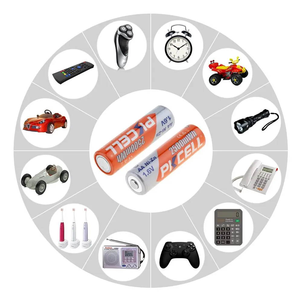 PKCELL 2/4/8/12 шт 1,6 V Перезаряжаемые NIZN AA Батарея 2500mWh NI-Zn 1,6 V 2A Батарея для камеры игрушки фонарик