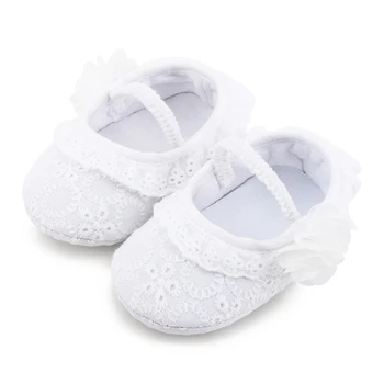 

Baby Girl Shoes Lace Anti-Slip baby Shoes With Flower Casual Toddler Soft Soled First Walkers Wedding SHoes