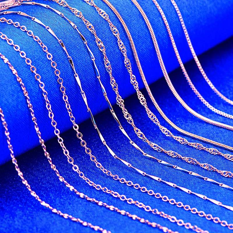 RE 45 см DIY женские ожерелья-цепочки дружественные медные волны/змея/коробка цепочки ювелирные изделия бусины для подвесных аксессуаров розовое золото J40