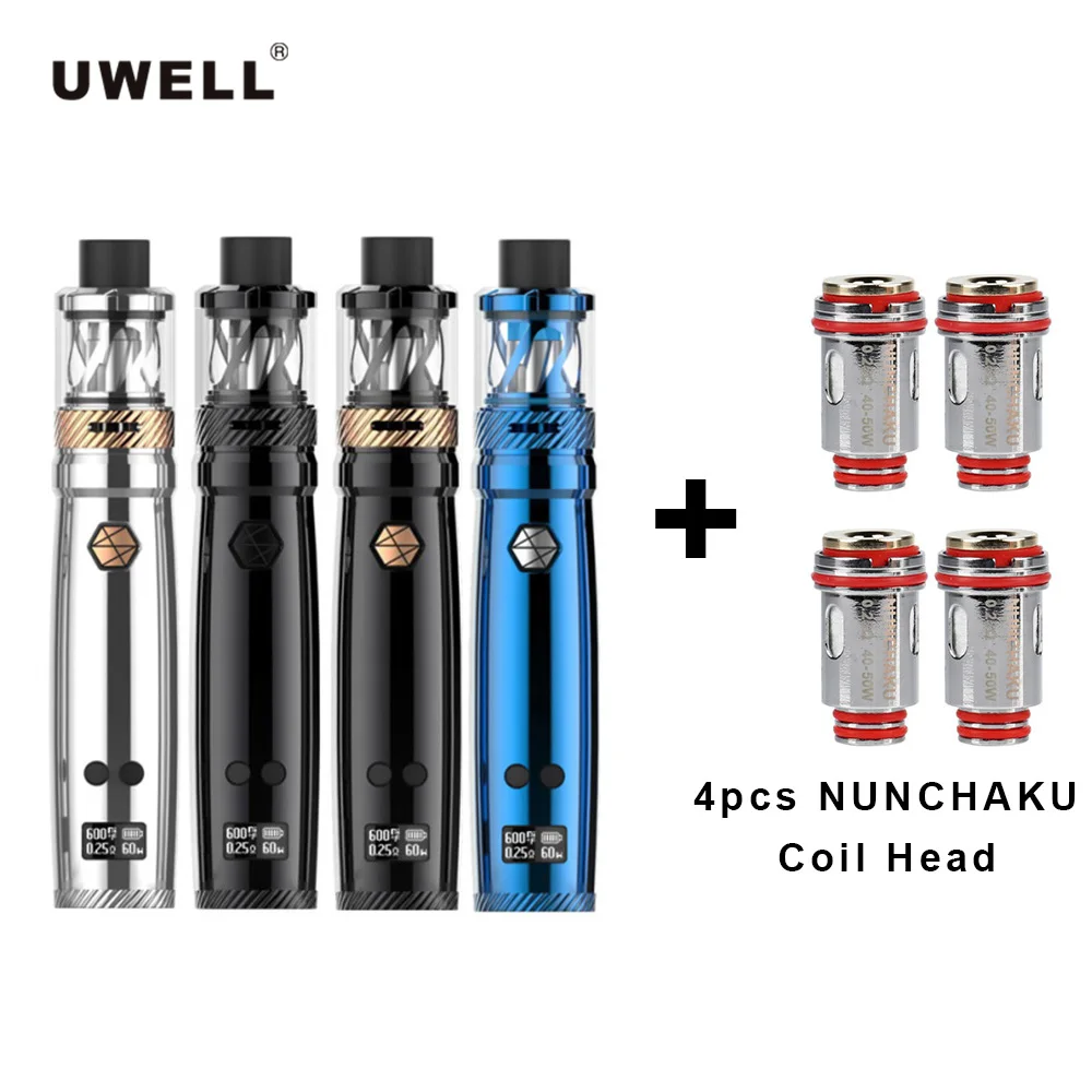 

Original Uwell NUNCHAKU Tank Kit Vape 5ml Atomizer 80W Box Mod & 4pcs Core Coil Head replace Gift Large Cloud without 18650 cell