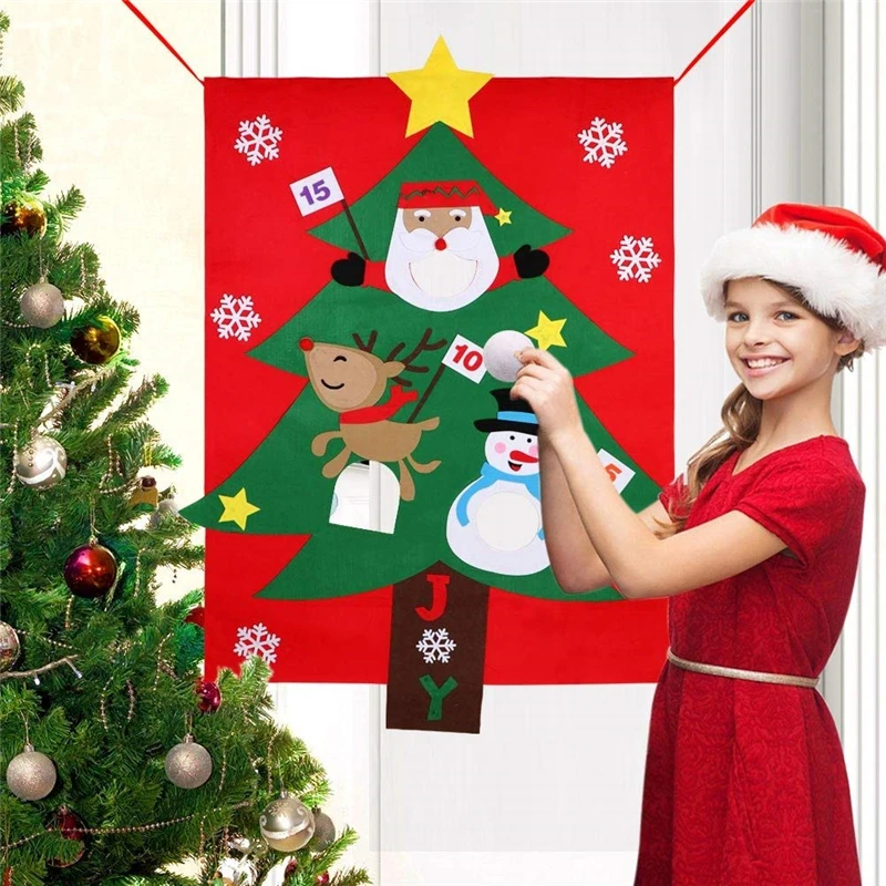 

Christmas Decoration for Home Tree Hanging Toss Game Party Gift for Kids Felt Festival Supplies 153*97cm Funny Game with Family