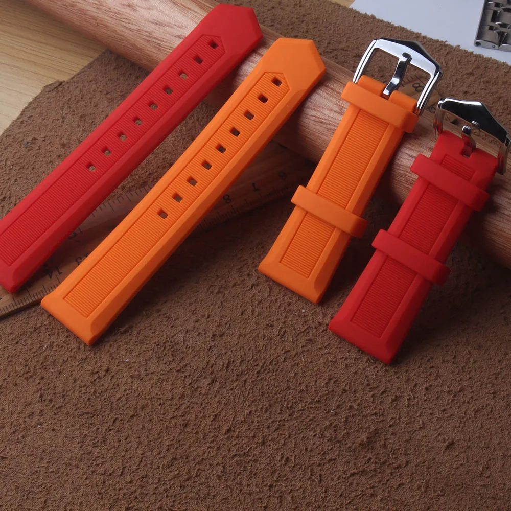 

Watchbands 12mm 14mm 16mm 18mm 19mm 20mm 21mm 22mm 24mm 26mm 28mm Silicone Rubber Watch Straps Orange soft men womens watch band