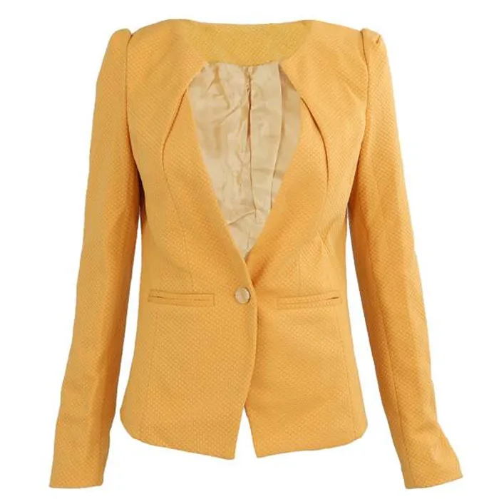 Весенний Женский приталенный Блейзер, пальто, плюс размер, повседневная куртка, длинный рукав, одна пуговица, костюм, женские блейзеры, рабочая одежда, топ W895