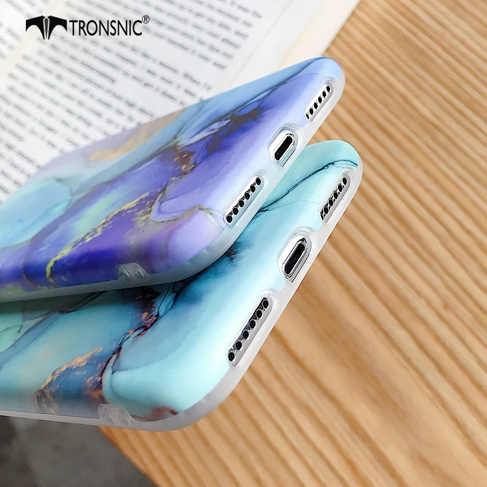 Чехол TRONSNIC для телефона с мрамором iPhone X XS MAX XR гранитный синий матовый мягкий