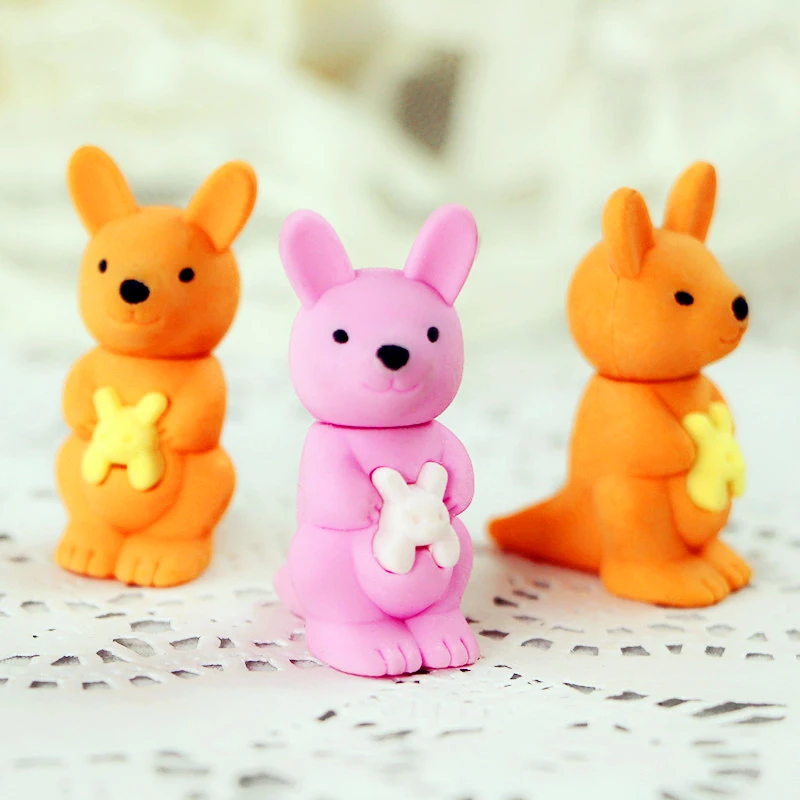 Cute kangaroo animal eraser School and office supplies erasers Lovely