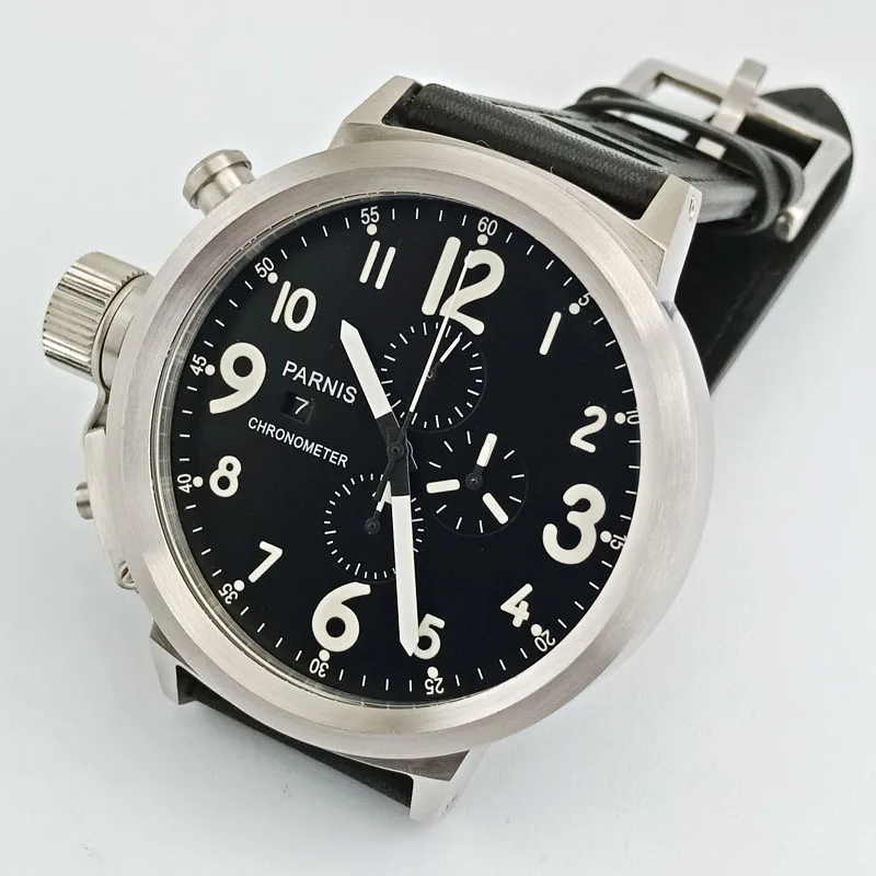 

50mm Parnis Big Face Full Chronograph Men's Quartz Watch Day Date WristWatch