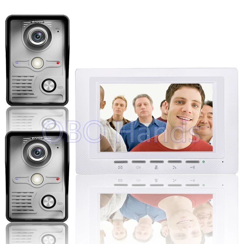 

Free Shipping 7'' Wired Video Door Phone Access Control Doorbell Intercom System Kit 2 camera+1 monitor IR Night Vision 817MKW21