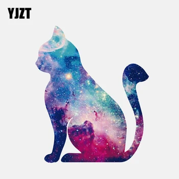 

YJZT 11.7CM*14.2CM Stylish Starry Cat Silhouette PVC Car Sticker 11-00909