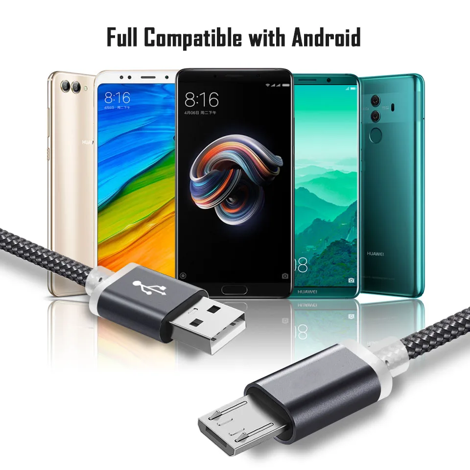 Micro USB кабель 9 мм Длинный Usb Для Doogee S60 N10/S40/Y8c/X20/X30/X10/X5/Max/S55 Oukitel Blackview 8 мм нейлоновая оплетка провода зарядного устройства